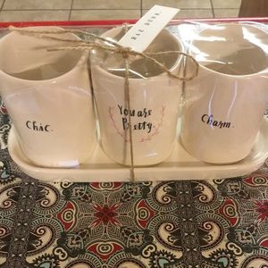 Rae Dunn Cups w Tray